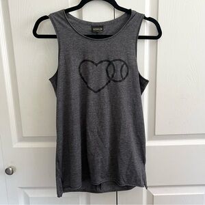 5 for $25! Baseballism Gray Heart Graphic Tank Top